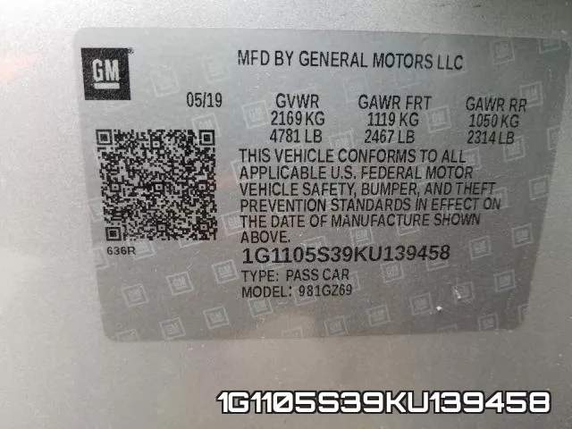 1G1105S39KU139458 фото 2