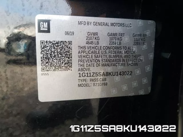 1G11Z5SA8KU143022 фото 2