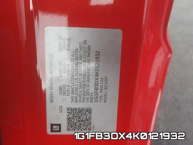1G1FB3DX4K0121932 фото 2