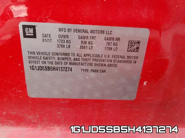 1G1JD5SB5H4137274 фото 2