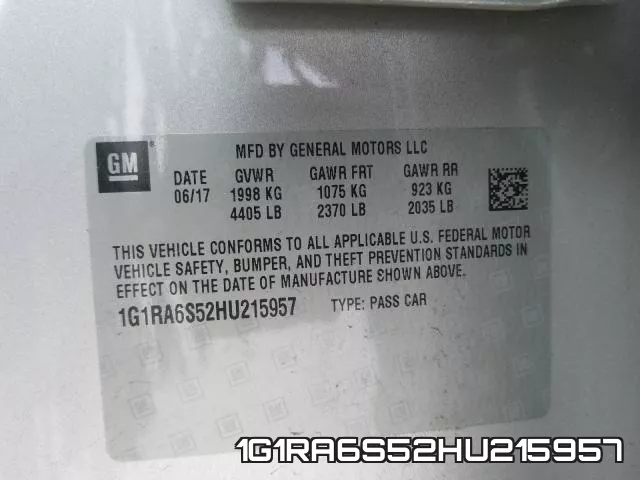1G1RA6S52HU215957 фото 2