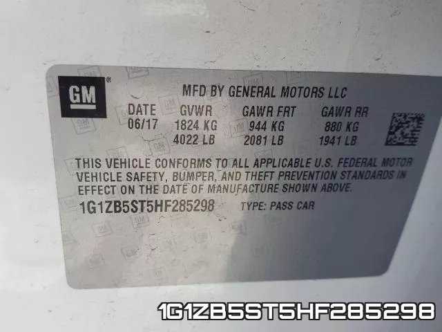 1G1ZB5ST5HF285298 фото 2