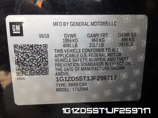 1G1ZD5ST1JF259717 фото 2