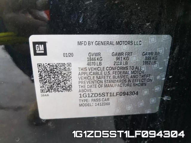 1G1ZD5ST1LF094304 фото 2