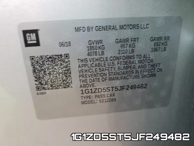 1G1ZD5ST5JF249482 фото 2