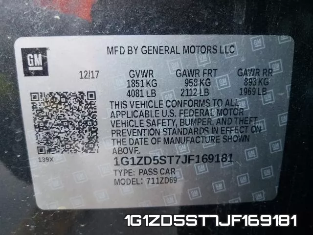 1G1ZD5ST7JF169181 фото 2
