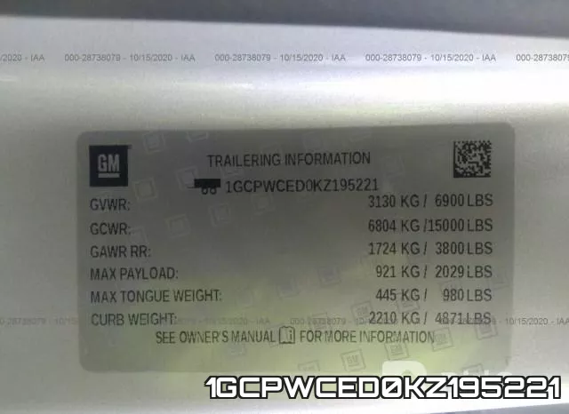 1GCPWCED0KZ195221 фото 10
