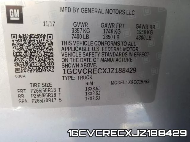 1GCVCRECXJZ188429 фото 2