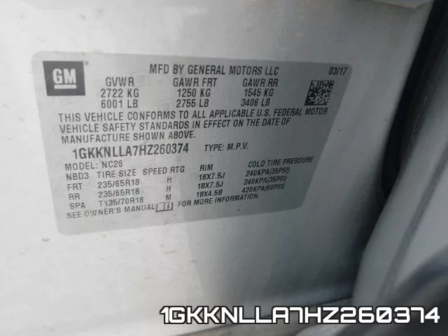 1GKKNLLA7HZ260374 фото 2