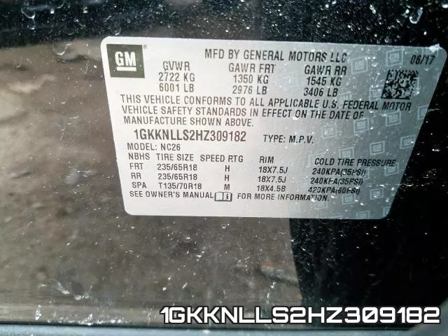 1GKKNLLS2HZ309182 фото 2