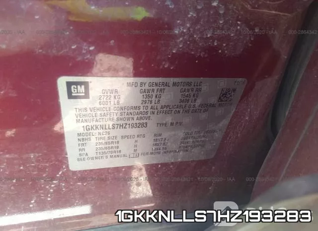 1GKKNLLS7HZ193283 фото 10
