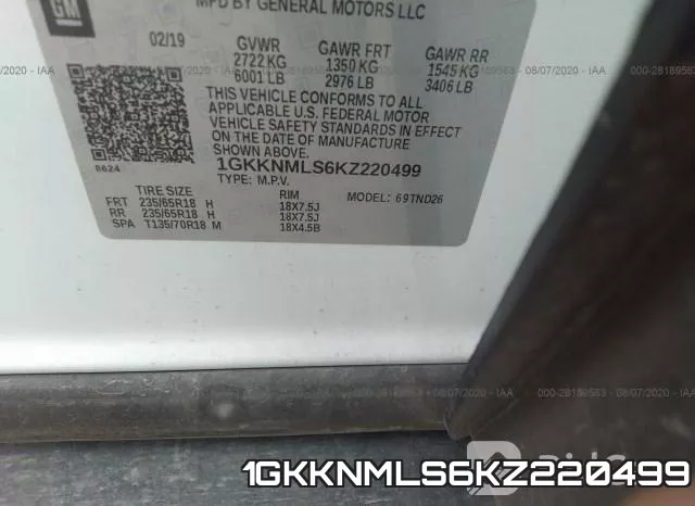1GKKNMLS6KZ220499 фото 10