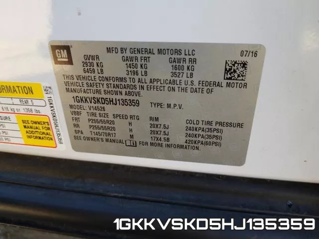1GKKVSKD5HJ135359 фото 2