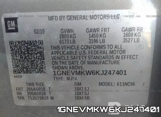 1GNEVMKW6KJ247401 фото 10
