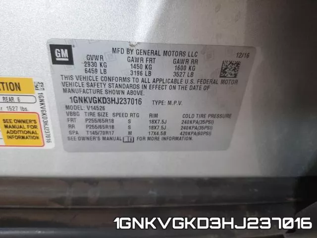 1GNKVGKD3HJ237016 фото 2