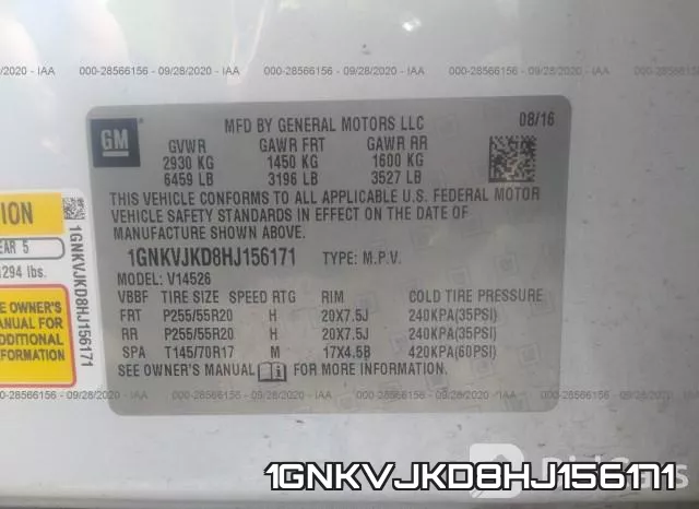 1GNKVJKD8HJ156171 фото 10