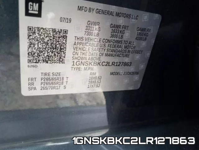 1GNSKBKC2LR127863 фото 2