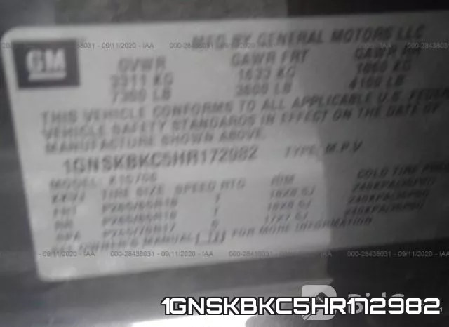 1GNSKBKC5HR172982 фото 10