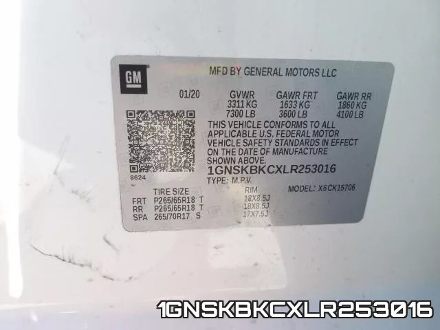 1GNSKBKCXLR253016 фото 2