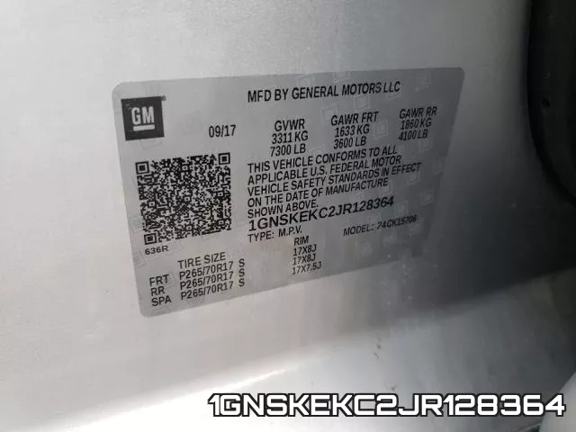 1GNSKEKC2JR128364 фото 2