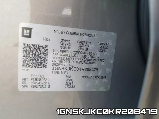1GNSKJKC0KR208479 фото 2
