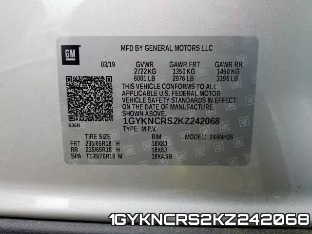 1GYKNCRS2KZ242068 фото 2