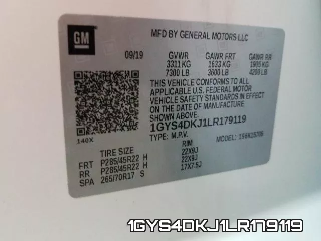 1GYS4DKJ1LR179119 фото 2