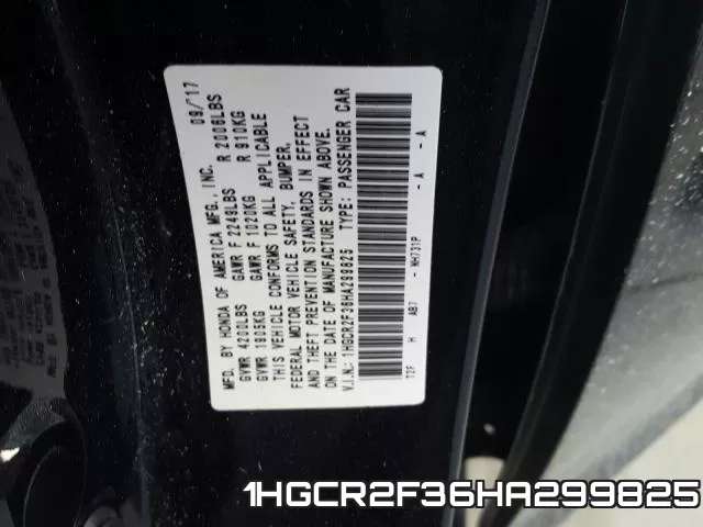 1HGCR2F36HA299825 фото 2