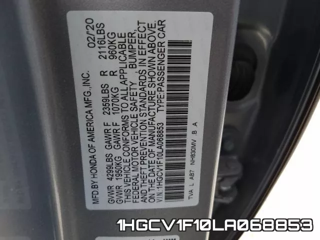 1HGCV1F10LA068853 фото 2