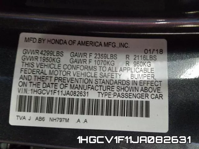 1HGCV1F11JA082631 фото 2