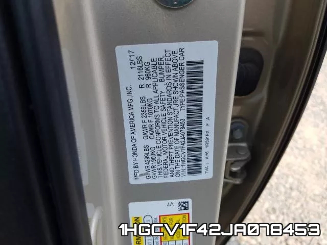 1HGCV1F42JA078453 фото 2