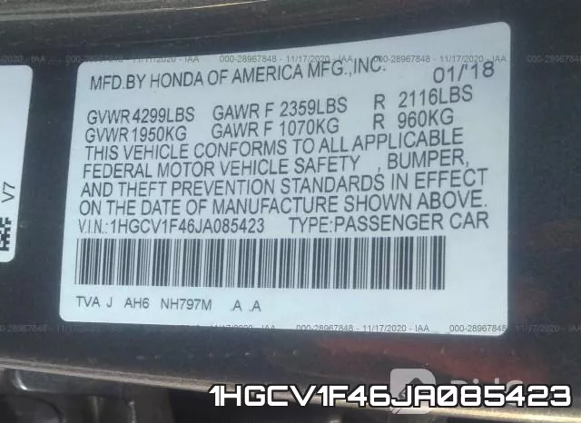 1HGCV1F46JA085423 фото 10