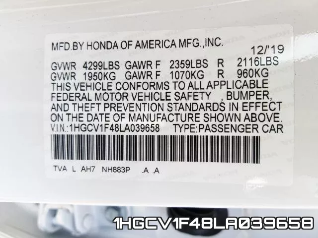 1HGCV1F48LA039658 фото 2