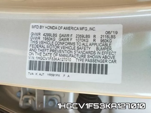 1HGCV1F53KA127010 фото 2