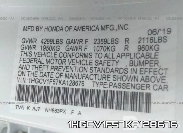 1HGCV1F57KA128676 фото 10
