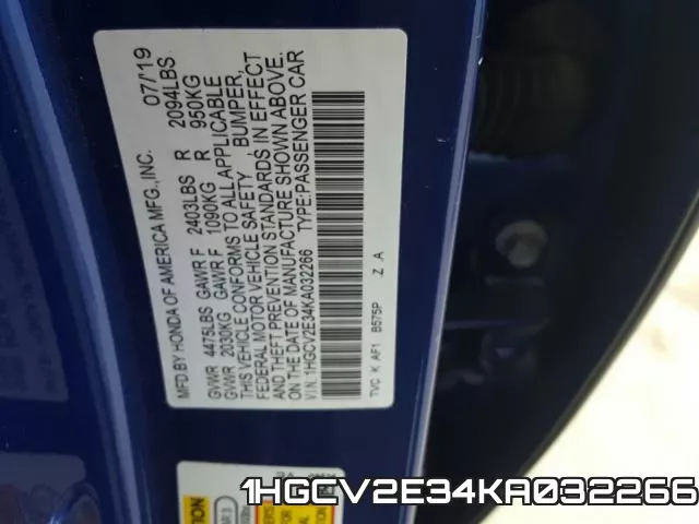 1HGCV2E34KA032266 фото 2