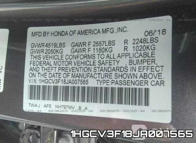1HGCV3F18JA007565 фото 10