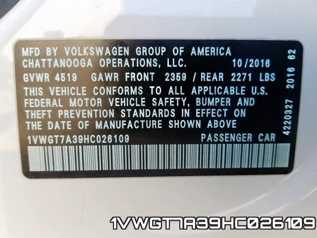 1VWGT7A39HC026109 фото 2