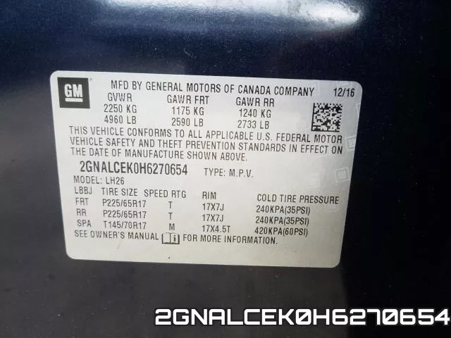 2GNALCEK0H6270654 фото 2
