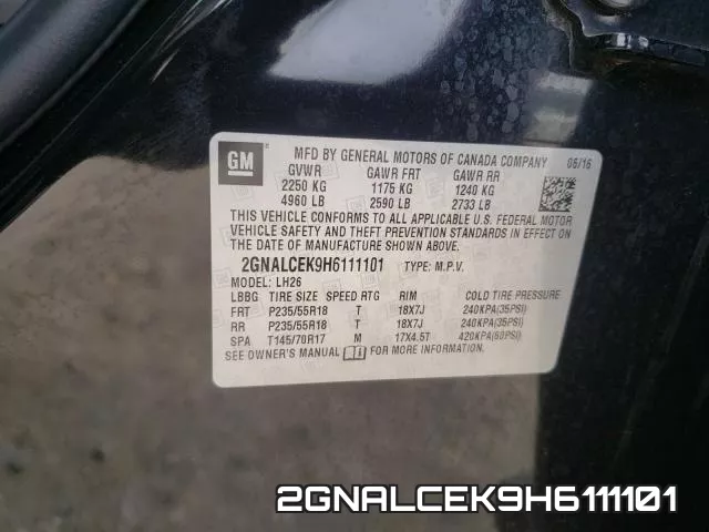 2GNALCEK9H6111101 фото 2