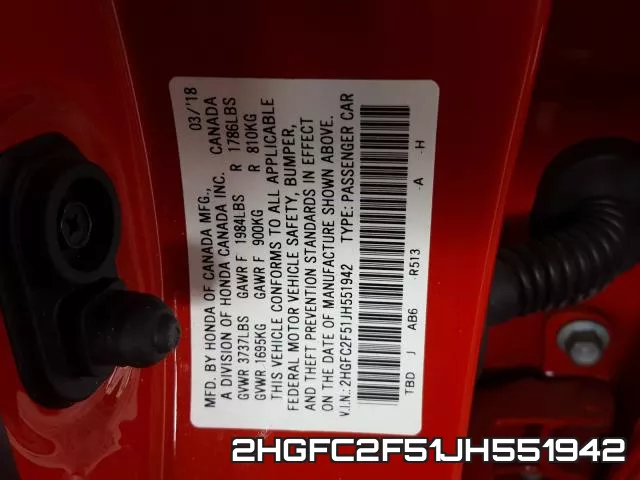 2HGFC2F51JH551942 фото 2