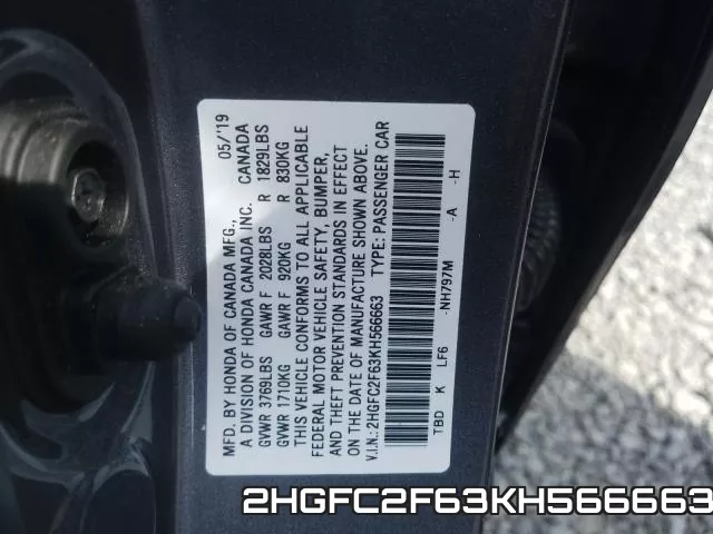 2HGFC2F63KH566663 фото 2