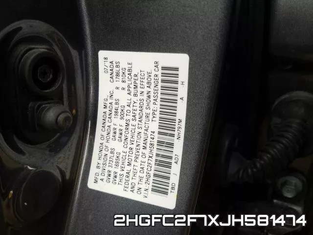 2HGFC2F7XJH581474 фото 2