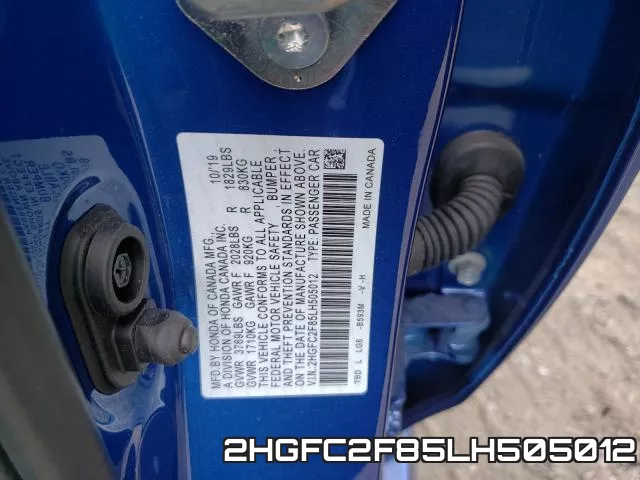 2HGFC2F85LH505012 фото 2