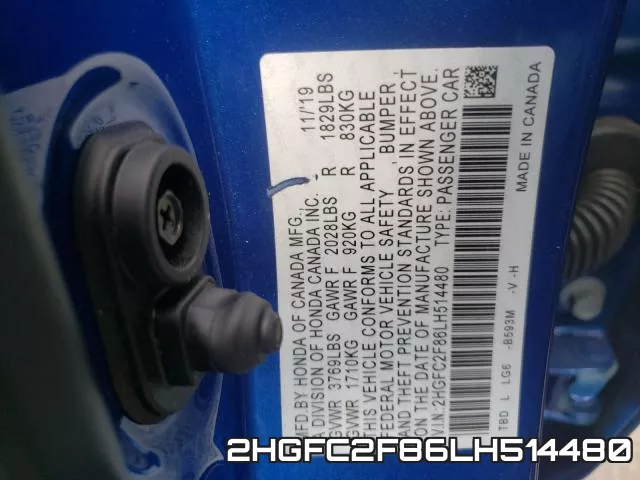 2HGFC2F86LH514480 фото 2