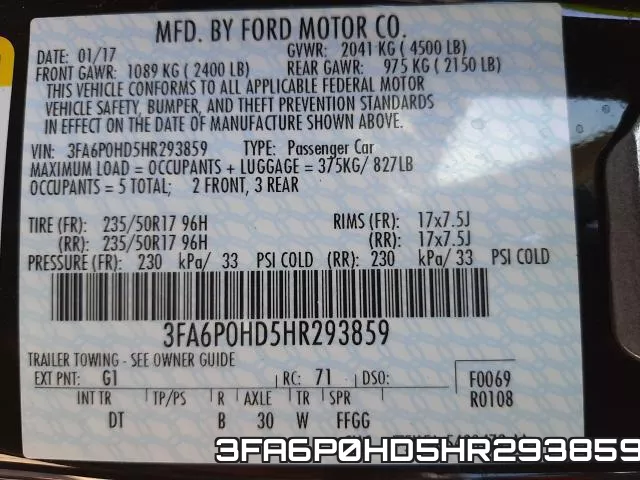 3FA6P0HD5HR293859 фото 2