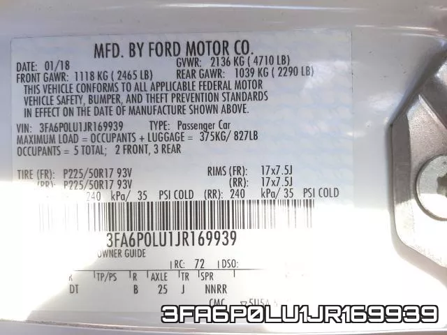 3FA6P0LU1JR169939 фото 2