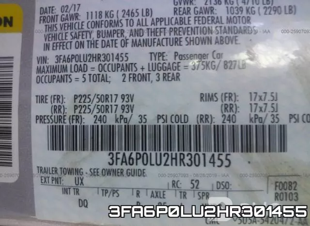 3FA6P0LU2HR301455 фото 10