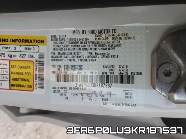 3FA6P0LU3KR187537 фото 2