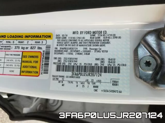 3FA6P0LU5JR207124 фото 2